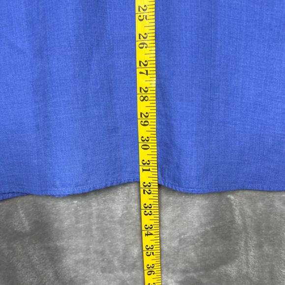 NEW‎ Chico's No-Iron Linen Button Up Top Size L (2)  Blue Lagenlook Quiet Luxury - Picture 9 of 13